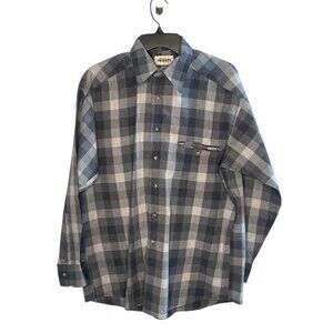 TGI Fridays Button Up Men's Size 15.5 (32/33) Long Sleeve Plaid Flat Pocket